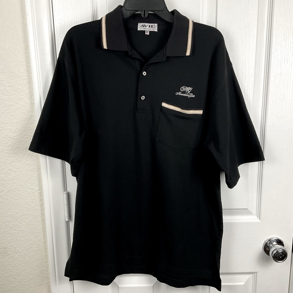 Avid Men’s Black Mountain Gate Country Club Vnt U.S.A. Cotton Golf Polo, Size L